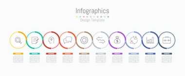 İş verileriniz için Infographic 10 seçenekleri tasarım elemanları. Vektör İllüstrasyonu.