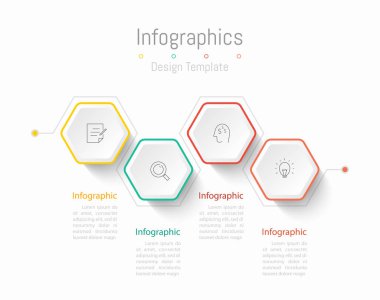 İş verileriniz için Infographic 4 seçenekleri tasarım elemanları. Vektör İllüstrasyonu.