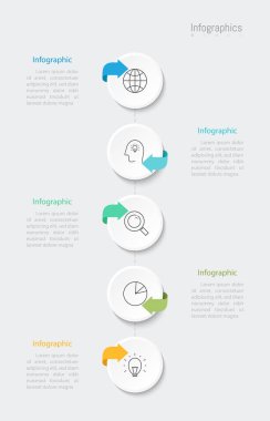 İş verileriniz için Infographic 5 seçenekleri tasarım elemanları. Vektör İllüstrasyonu.