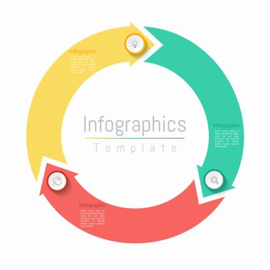 İş verileriniz için Infographic 3 seçenekleri tasarım elemanları. Vektör İllüstrasyonu.