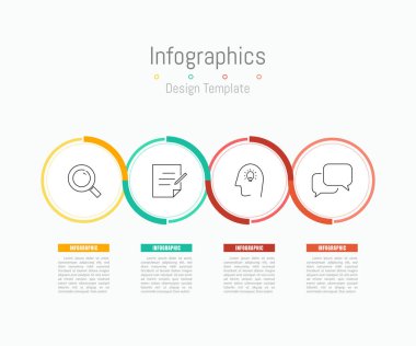 İş verileriniz için Infographic 4 seçenekleri tasarım elemanları. Vektör İllüstrasyonu.