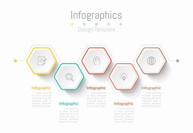 İş verileriniz için Infographic 5 seçenekleri tasarım elemanları. Vektör İllüstrasyonu.