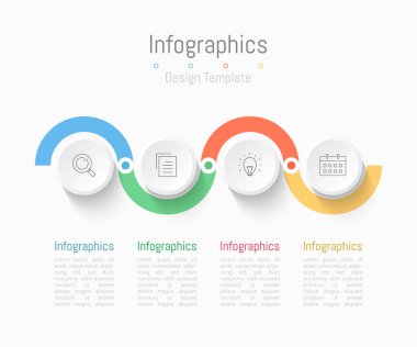 İş verileriniz için Infographic 4 seçenekleri tasarım elemanları. Vektör İllüstrasyonu.