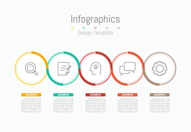İş verileriniz için Infographic 5 seçenekleri tasarım elemanları. Vektör İllüstrasyonu.