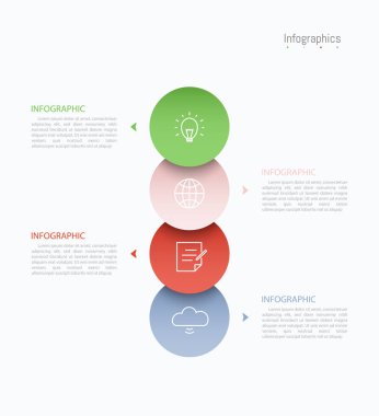 İş verileriniz için Infographic 4 seçenekleri tasarım elemanları. Vektör İllüstrasyonu.