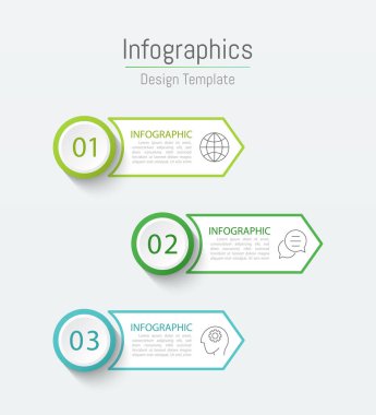 İş verileriniz için Infographic 3 seçenekleri tasarım elemanları. Vektör İllüstrasyonu.