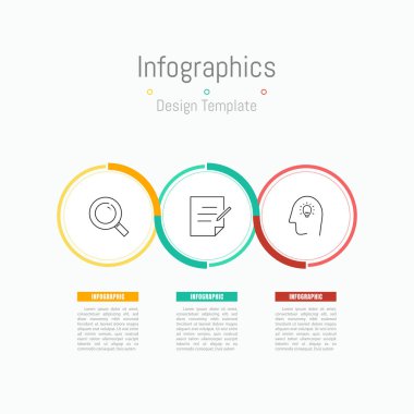 İş verileriniz için Infographic 3 seçenekleri tasarım elemanları. Vektör İllüstrasyonu.