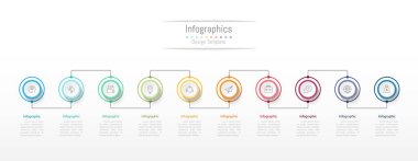 İş verileriniz için Infographic 10 seçenekleri tasarım elemanları. Vektör İllüstrasyonu.