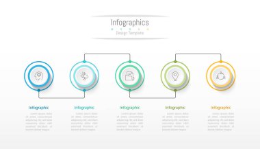 İş verileriniz için Infographic 5 seçenekleri tasarım elemanları. Vektör İllüstrasyonu.