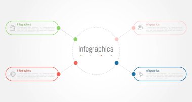 İş verileriniz için Infographic 4 seçenekleri tasarım elemanları. Vektör İllüstrasyonu.