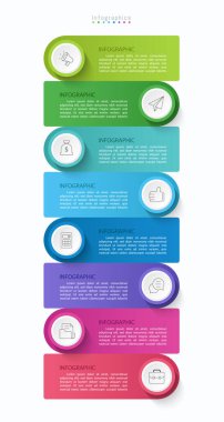 İş verileriniz için Infographic 8 seçenekleri tasarım elemanları. Vektör İllüstrasyonu.