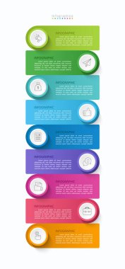 İş verileriniz için Infographic 9 seçenekleri tasarım elemanları. Vektör İllüstrasyonu.