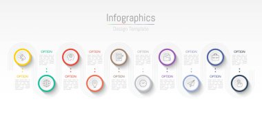 İş verileriniz için Infographic 10 seçenekleri tasarım elemanları. Vektör İllüstrasyonu.
