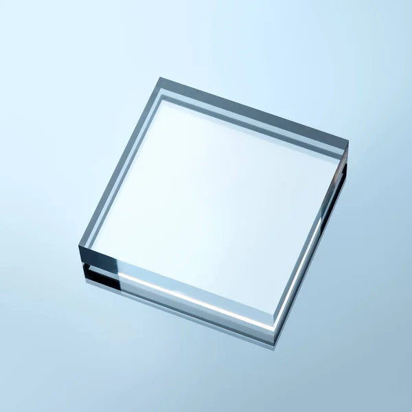 玻璃基座 产品舞台或展示台 用丙烯酸块制作的模拟场景作为产品演示的模板 正方形构成 — 图库照片