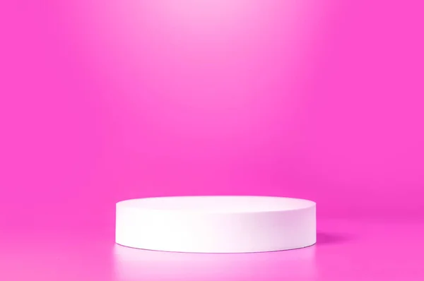 Пустая Белая Сцена Сделанная Подиумом Белого Круга Розовом Фоне Сцена — стоковое фото