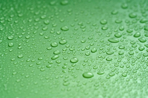 Gotas Agua Macro Sobre Fondo Verde — Foto de Stock
