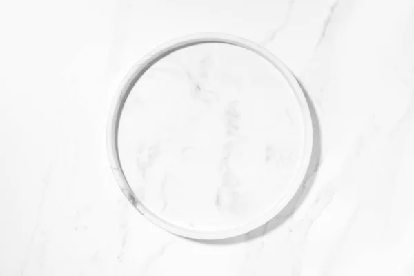 Beauty Cosmetica Productpresentatie Platte Lay Mockup Scène Met Witte Marmeren — Stockfoto