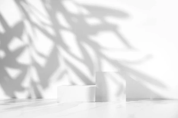 Minimale Witte Scène Voor Cosmetische Product Presentatie Gemaakt Met Lege Rechtenvrije Stockfoto's