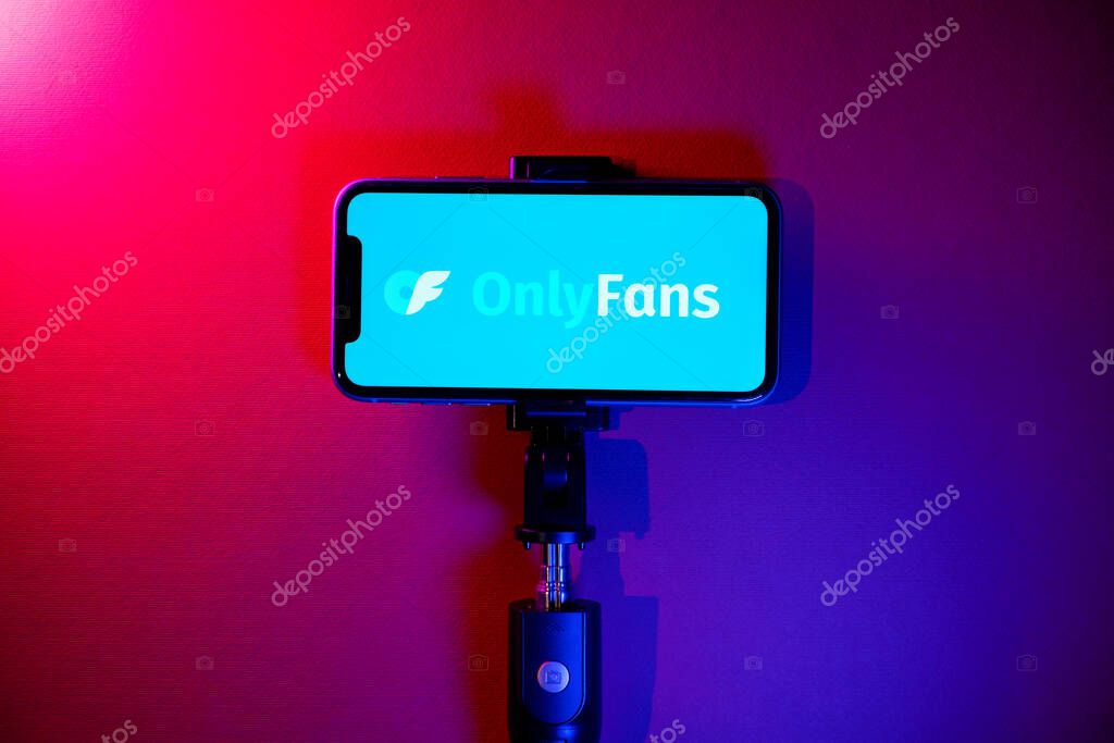 Poltava, Ukraine - 07 June 2023: Illustrative editorial of OnlyFans logo on smartphone screen. OnlyFans is a world famous content subscription service based in London, United Kingdom.