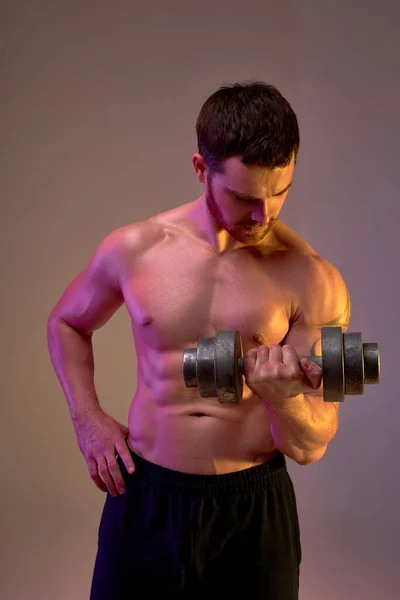Effective Combination Achieve Arm Muscle Development Close Portrait Upper Body — Stock Photo, Image