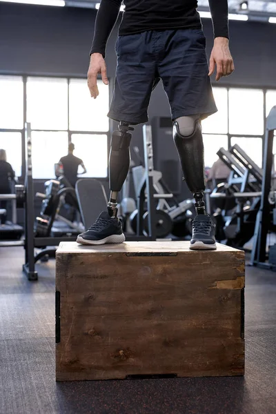 Close Cropped Shot Prosthetic Leg Fit Box Impossible Possible Being — Stock Photo, Image