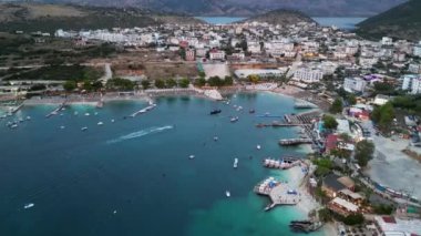 Albania Ksamil deniz dronu. Yüksek kalite 4k görüntü