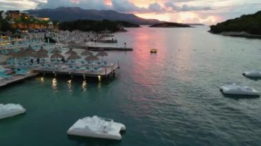 Albania Ksamil deniz dronu. Yüksek kalite 4k görüntü