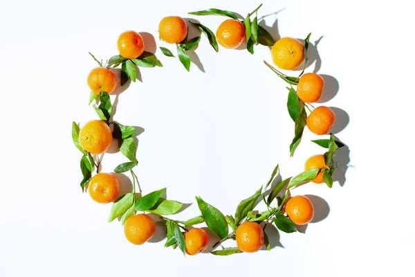 Plat Hiver Posé Avec Des Mandarines — Photo