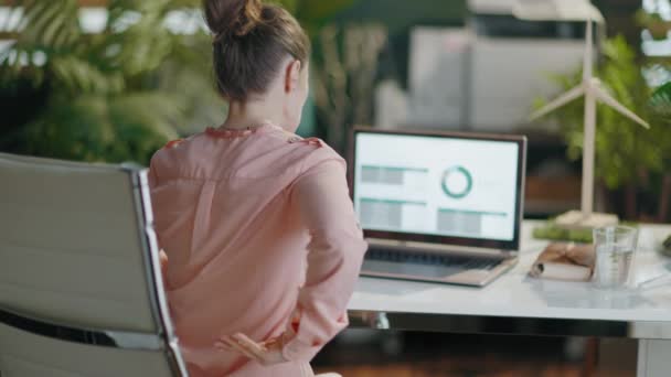 Seen Modern Business Woman Laptop Having Back Pain Modern Office — Stock Video