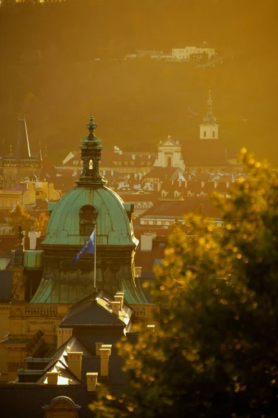 Paysage Avec Dôme Straka Academy Soirée Automne Prague République Tchèque — Photo