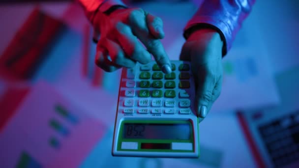 Closeup Modern Female Calculator — 비디오