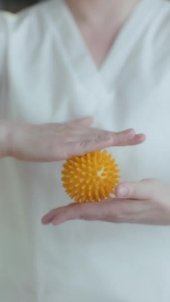Healthcare Time Closeup Female Massage Therapist Spa Salon Massage Ball — Stock Video