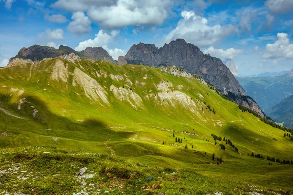 Summer Time Dolomites Landscape Mountains Hills Clouds — Stock Photo, Image