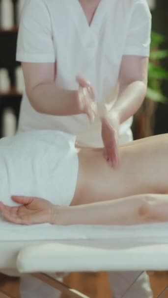 Healthcare Time Massage Therapist Spa Salon Massage Therapy Massage Table — Stock Video