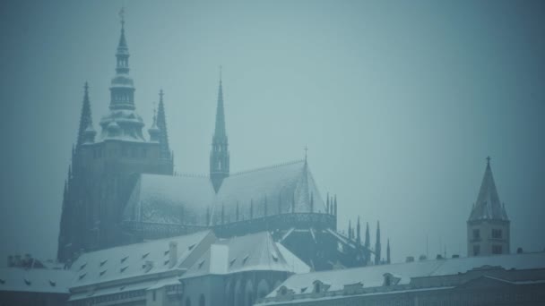 Paysage Hiver Prague République Tchèque Avec Cathédrale Saint Vitus Dans — Video