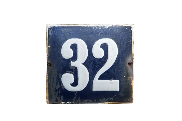 Ελαττωματική Πλάκα Σμάλτου Τετράγωνου Μετάλλου Αριθμό Διεύθυνσης Οδού Αριθμό Που — Φωτογραφία Αρχείου