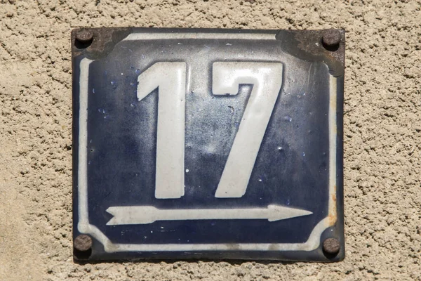 Placă Emailată Grunge Din Metal Pătrat Numărul Adrese Stradale Numărul — Fotografie, imagine de stoc