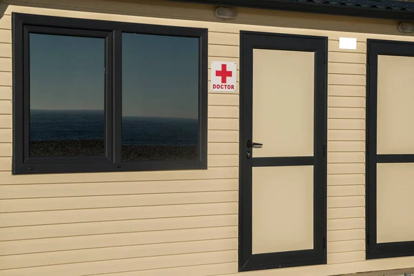 First aid medical room on public beach in resort area