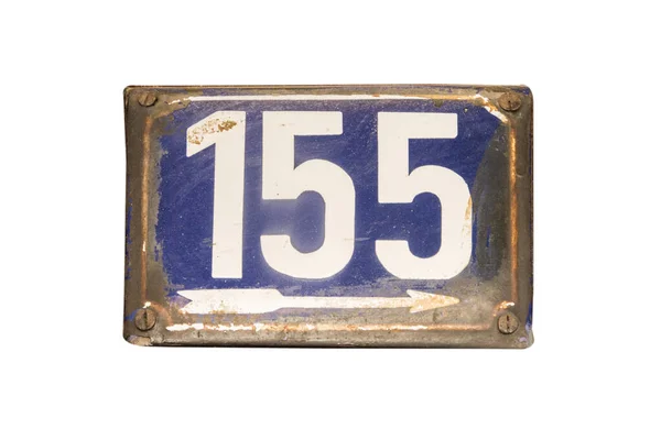 Weathered Grunge Square Metal Enameled Plate Number Street Address Number — 图库照片