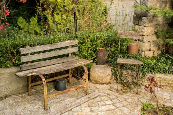Old Garden Bench Chair House Garden — Stock Photo, Image