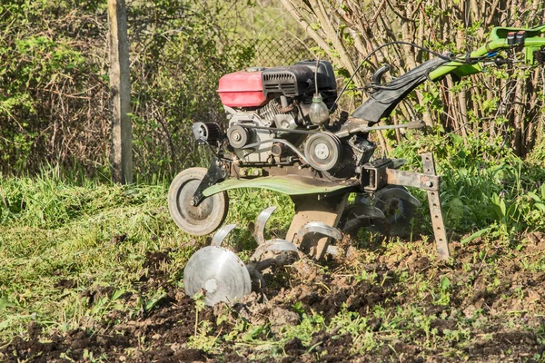 Machines Motoculteur Agricole Pour Culture Sol Dans Jardin Cours Utilisation — Photo