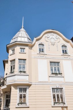 Güzel eski kasaba evlerinin ayrıntıları.