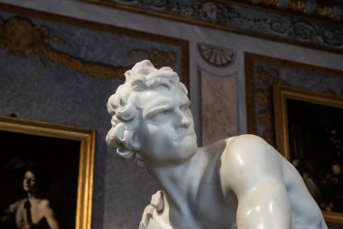 Bernini 'nin Galleria Borghese, Roma, İtalya' daki mermer heykelinin ayrıntıları.