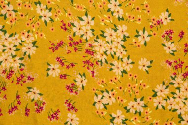 Kumaş dokusu deseni. Doku, tekstil, kumaş, kumaş, malzeme, doku. Arkaplan olarak çiçek motifi yakın plan