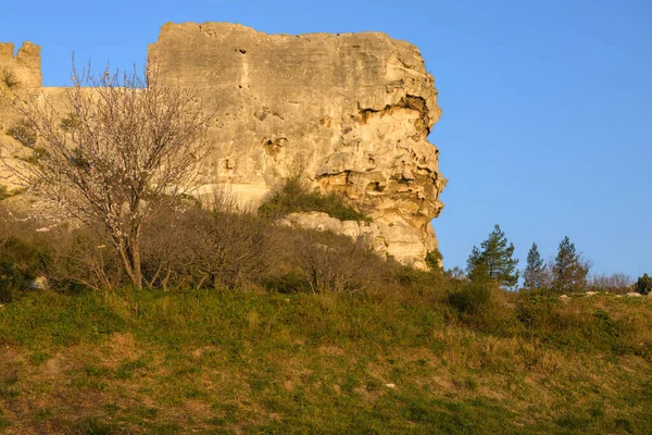 Der Massive Felsen Von Les Baux Provence Frankreich Einem Klaren — Stockfoto
