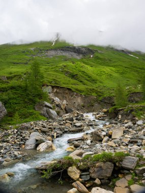 İlkbaharda bulutlu bir günde Krumlbach, Salzburg (Avusturya))