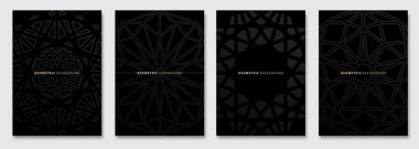 Vektör soyut mandala arkaplan, karanlık ince yaratıcı kalıplar, geometrik eğim dokusu. Lüks Minimum Desenli Tasarım. Modern Kapak şablonları ayarlandı.
