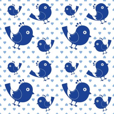 Çocuklar için mavi ve beyaz arkaplan şeklinde kusursuz bir çizgi film. Klasik Paskalya motifli kusursuz desenli fayans..