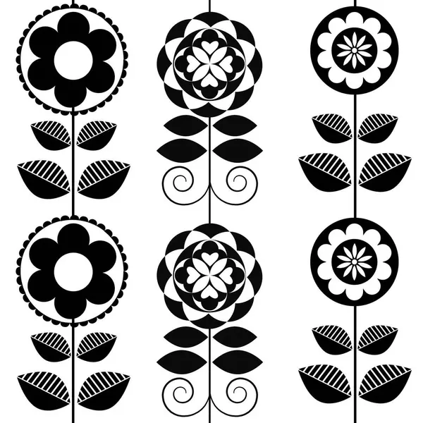 Black and white floral as seamless pattern. Abstract background for textile design, surface textures, wrapping paper.Simple regular graphic design with abstract flowers.