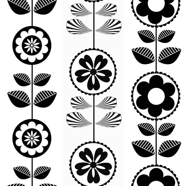 Black and white floral as seamless pattern. Abstract background for textile design, surface textures, wrapping paper.Simple regular graphic design with abstract flowers.
